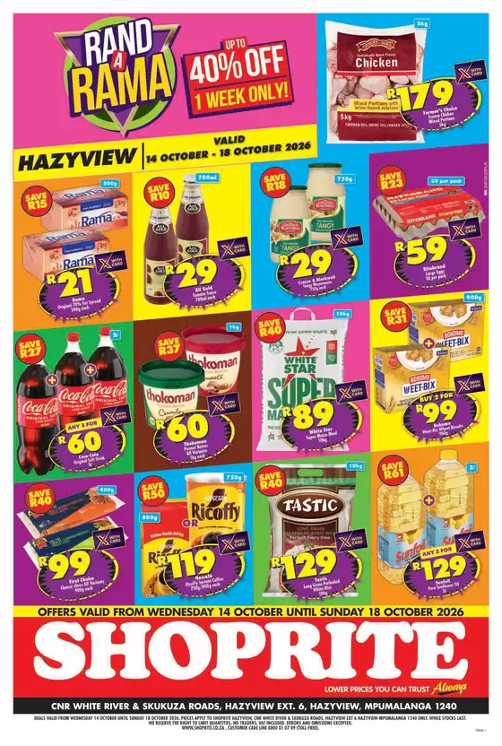 Shoprite catalogue | Shoprite Rand a Rama Hazyview 14 October - 18 October | 2026-10-13T00:00:00.000Z - 2026-10-18T00:00:00.000Z