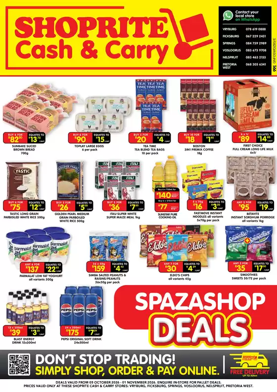 Shoprite catalogue in Ba-Phalaborwa | Shoprite Cash Carry Spaza Shop Deals Gauteng 5 October - 1 November | 2026-10-04T00:00:00.000Z - 2026-11-01T00:00:00.000Z