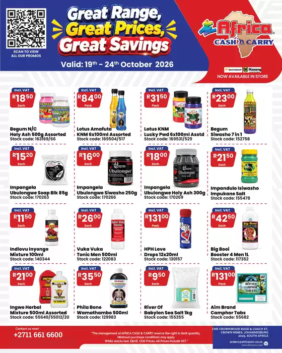 Africa Cash & Carry catalogue | Monday Promo | 2026-10-19T00:00:00.000Z - 2026-10-24T00:00:00.000Z