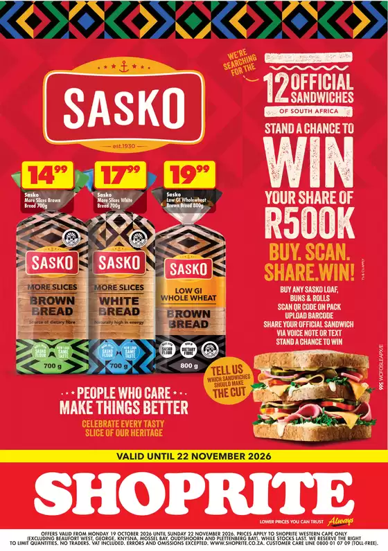 Shoprite catalogue | Shoprite Sasko Promotion Western Cape 19 October - 22 November | 2026-10-18T00:00:00.000Z - 2026-11-22T00:00:00.000Z