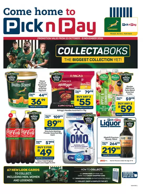 Pick n Pay catalogue in East London | Pick n Pay Collectaboks Specials | 2026-10-23T00:00:00.000Z - 2026-11-08T00:00:00.000Z