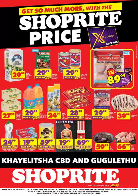 Shoprite catalogue in Port Elizabeth | Shoprite Price Exclusive Khayelitsha CBD Gugulethu - Valid 19 October | 2026-10-18T00:00:00.000Z - 2026-11-30T00:00:00.000Z