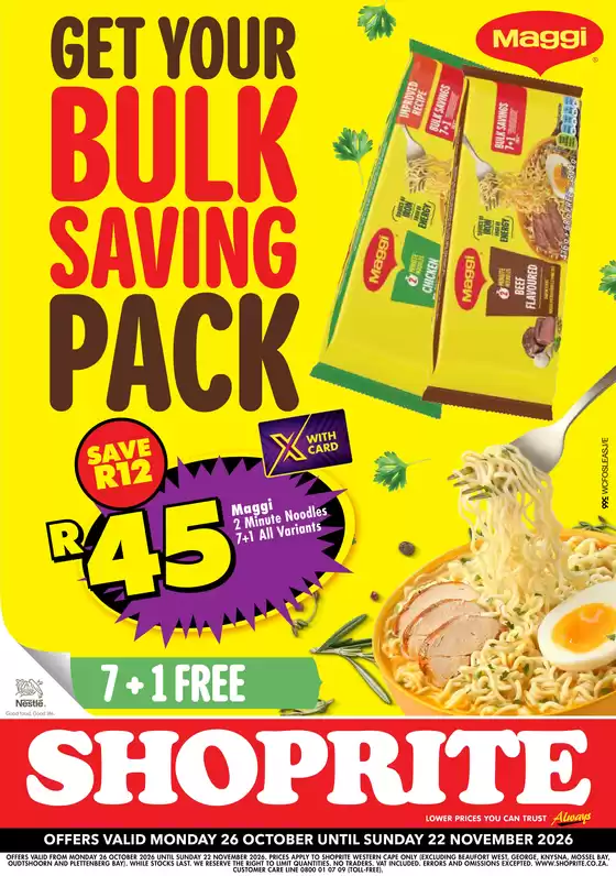 Shoprite catalogue | Shoprite Xtra Savings Maggi 2 Minute Noodles 26 October - 22 November | 2026-10-25T00:00:00.000Z - 2026-11-22T00:00:00.000Z