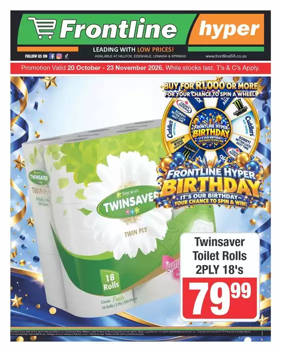 Frontline Hyper catalogue in Mdantsane | Exclusive deals and bargains | 2026-10-20T00:00:00.000Z - 2026-11-23T00:00:00.000Z