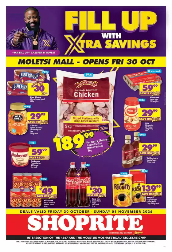 Shoprite catalogue in Alberton | Shoprite Xtra Savings New Store Moletsi Mall 30 October - 1 November | 2026-10-29T00:00:00.000Z - 2026-11-01T00:00:00.000Z