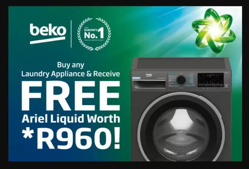 Shop Beko Laundry Appliances and receive a free Ariel hamper