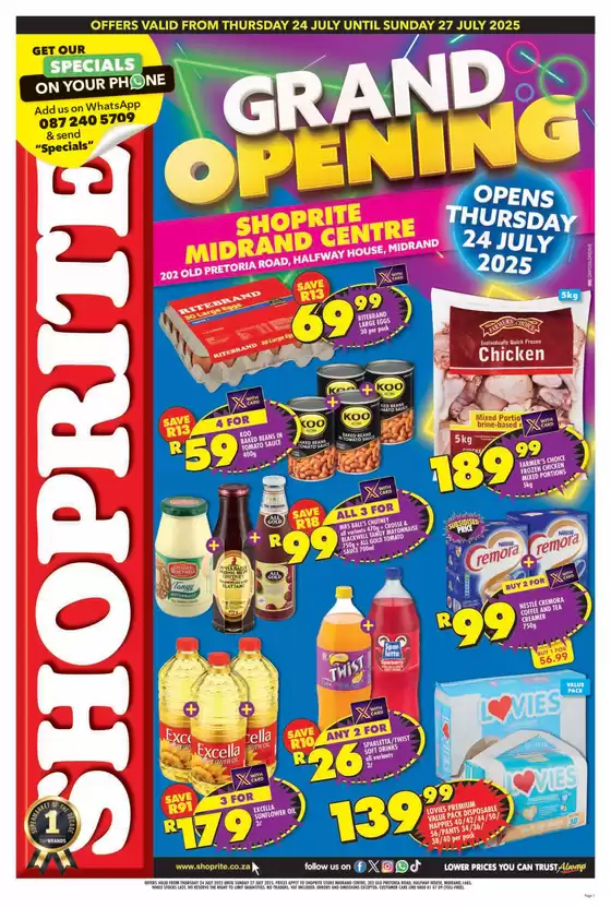 Shoprite catalogue in Rustenburg | Our best offers for you | 2025-07-25T00:00:00.000Z - 2025-07-27T00:00:00.000Z