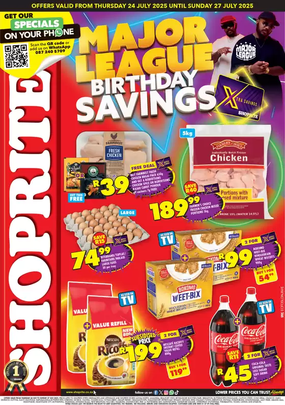 Shoprite catalogue in Despatch | Shoprite Major Deals Eastern Cape 24 July - 27 July | 2025-07-24T00:00:00.000Z - 2025-07-27T00:00:00.000Z