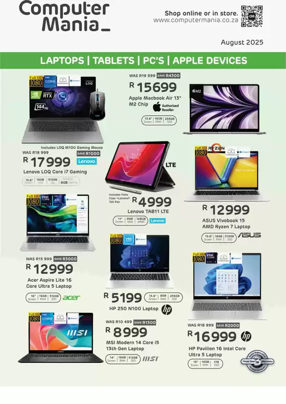 Computer Mania Laptops, Tablets, PC's & Apple devices
