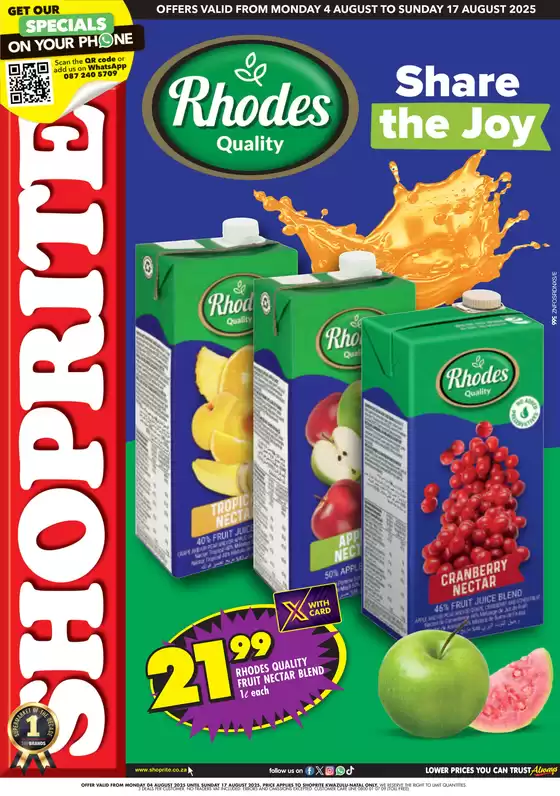 Shoprite catalogue in Melmoth | Current special promotions | 2025-08-05T00:00:00.000Z - 2025-08-17T00:00:00.000Z
