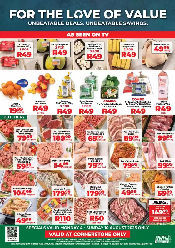 Food Lover's Market catalogue | Cornerstone - 4 - 10 August 2025 | 2025-08-05T00:00:00.000Z - 2025-08-10T00:00:00.000Z