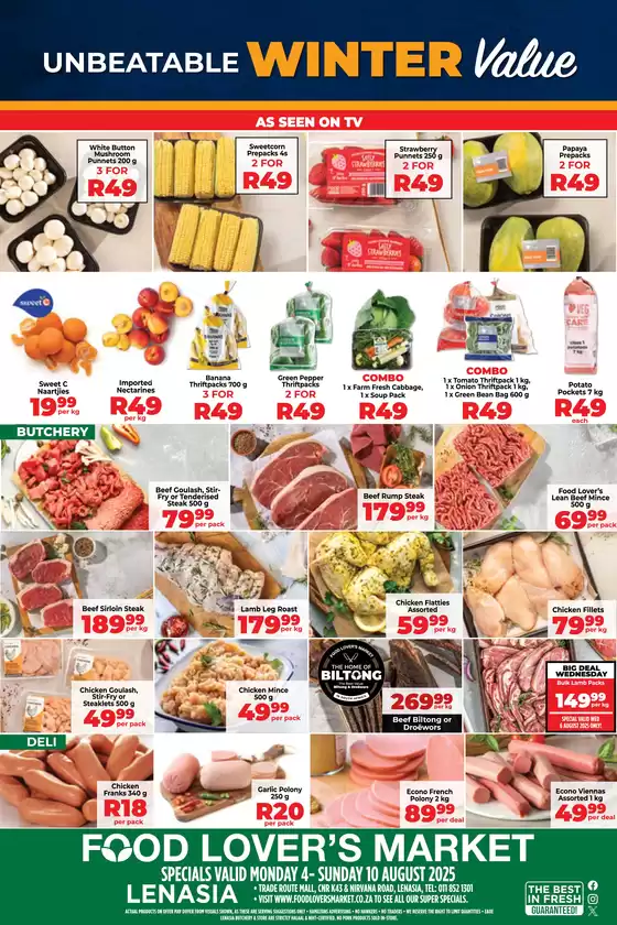Food Lover's Market catalogue | Lenasia - 4 - 10 August 2025 | 2025-08-05T00:00:00.000Z - 2025-08-10T00:00:00.000Z