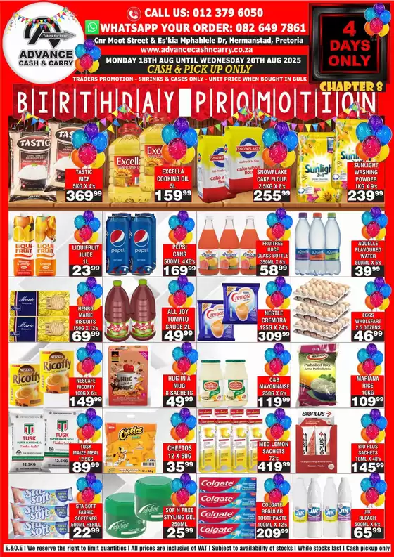 Advance Cash n Carry catalogue in Pretoria | Advance Cash n Carry weekly specials | 2025-08-18T00:00:00.000Z - 2025-08-20T00:00:00.000Z
