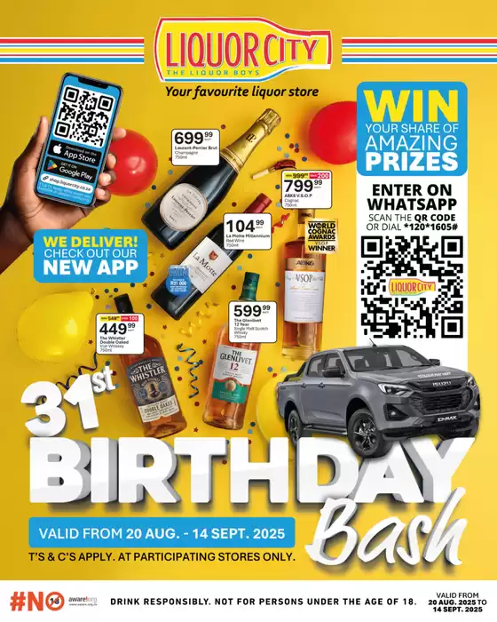 Liquor City catalogue in Centurion | 31st birthday bash | 2025-08-22T00:00:00.000Z - 2025-09-14T00:00:00.000Z