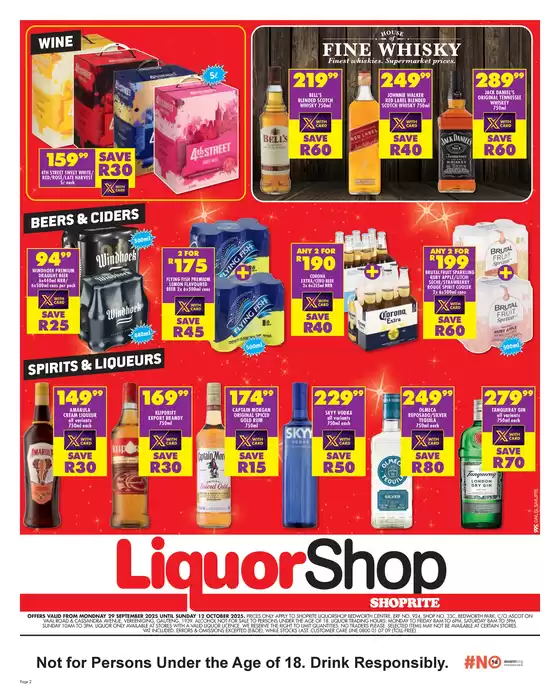 Shoprite LiquorShop Savings Bedworth Centre 29 September - 12 October