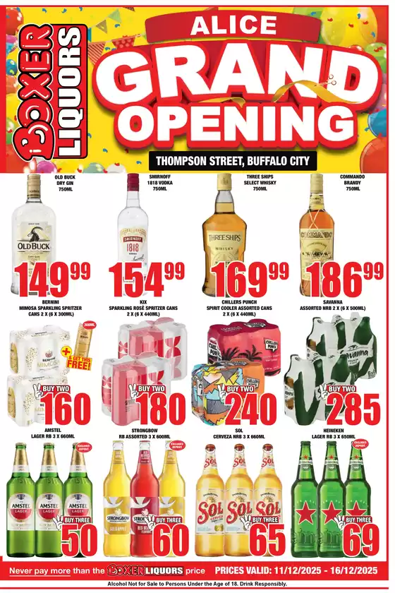 Boxer Liquors catalogue in Ga-Rankuwa | Alice Liquor Grand Opening | 2025-12-11T00:00:00.000Z - 2025-12-16T00:00:00.000Z