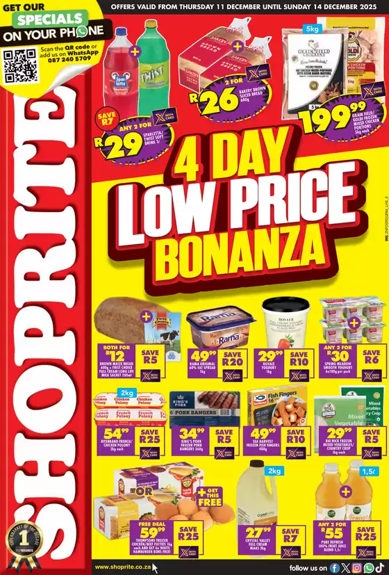 Shoprite catalogue in Sedgefield | Shoprite Low Price Bonanza KwaZulu-Natal 11 December - 14 December | 2025-12-11T00:00:00.000Z - 2025-12-14T00:00:00.000Z