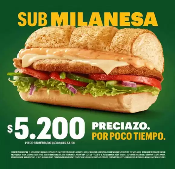 Catálogo Subway en San Carlos de Bariloche | Promoción! | 2025-09-17T00:00:00.000Z - 2025-09-30T00:00:00.000Z