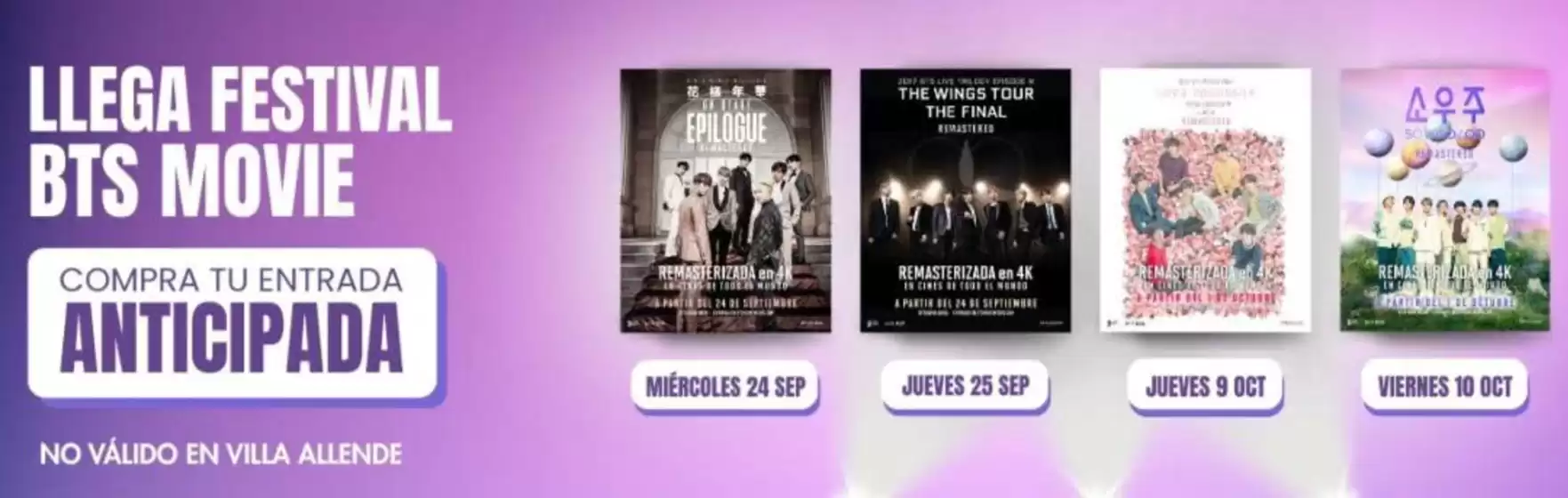 Catálogo Showcase | Llega festival BTS MOVIE | 2025-09-18T00:00:00.000Z - 2025-10-10T00:00:00.000Z