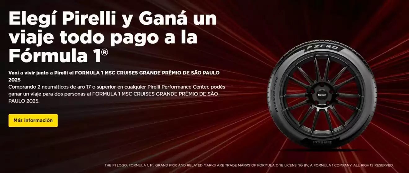 Elegi Pirelli y Gana un viaje todo pago a la Formula 1