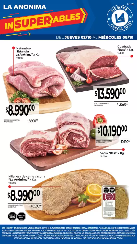 Carnes, frutas y verduras