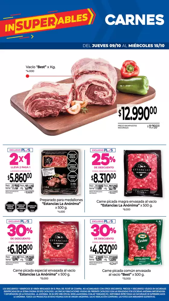 Carnes, frutas y verduras