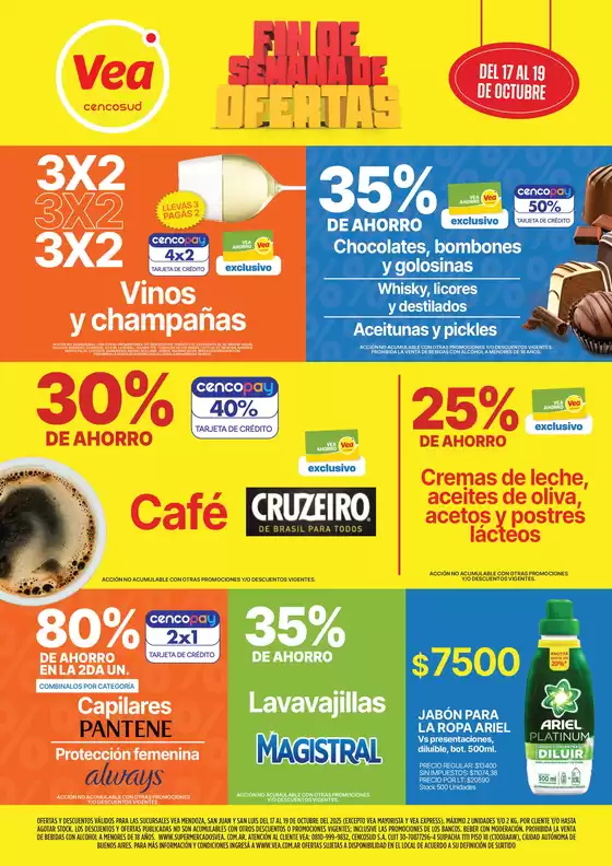 Catálogo Supermercados Vea en Añelo | Ofertas fin de semana Cuyo  | 2025-10-17T00:00:00.000Z - 2025-10-19T00:00:00.000Z