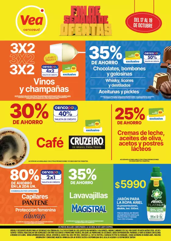 Catálogo Supermercados Vea | Ofertas fin de semana | Córdoba | 2025-10-17T00:00:00.000Z - 2025-10-19T00:00:00.000Z