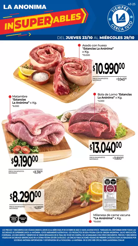 Carnes, frutas y verduras