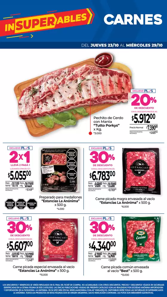 Carnes, frutas y verduras