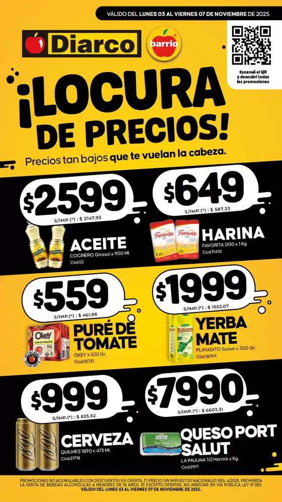 Catálogo Diarco en Córdoba | ESPECIAL LOCURA DE PRECIOS | 2025-11-03T00:00:00.000Z - 2025-11-07T00:00:00.000Z