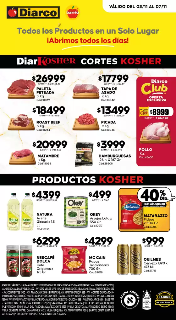 Catálogo Diarco en Córdoba | OFERTAS KOSHER | 2025-11-03T00:00:00.000Z - 2025-11-07T00:00:00.000Z
