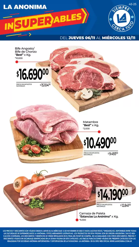 Carnes, frutas y verduras