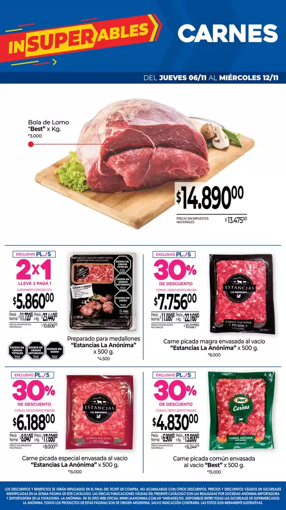 Carnes, frutas y verduras