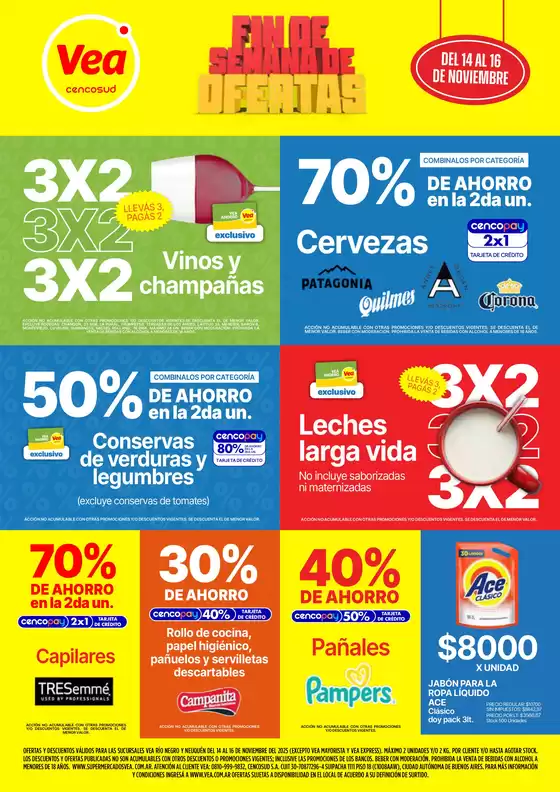 Catálogo Supermercados Vea | Ofertas fin de semana Patagonia | 2025-11-14T00:00:00.000Z - 2025-11-16T00:00:00.000Z