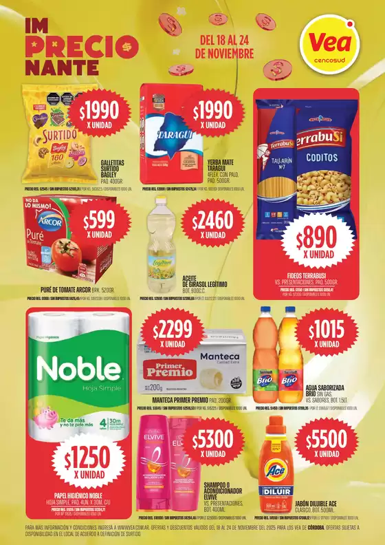 Catálogo Supermercados Vea | Oferta imPRECIOnante Córdoba | 2025-11-18T00:00:00.000Z - 2025-11-24T00:00:00.000Z