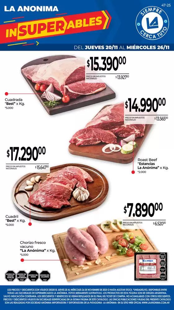 Catálogo La Anonima | Carnes, frutas y verduras | 2025-11-20T00:00:00.000Z - 2025-11-26T00:00:00.000Z