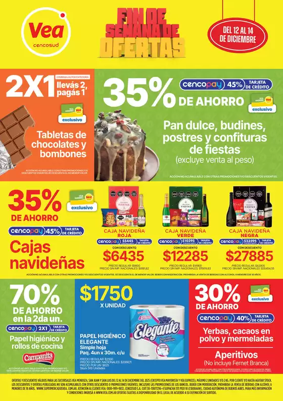 Catálogo Supermercados Vea en Cipolletti | Ofertas fin de semana Cuyo  | 2025-12-12T00:00:00.000Z - 2025-12-14T00:00:00.000Z