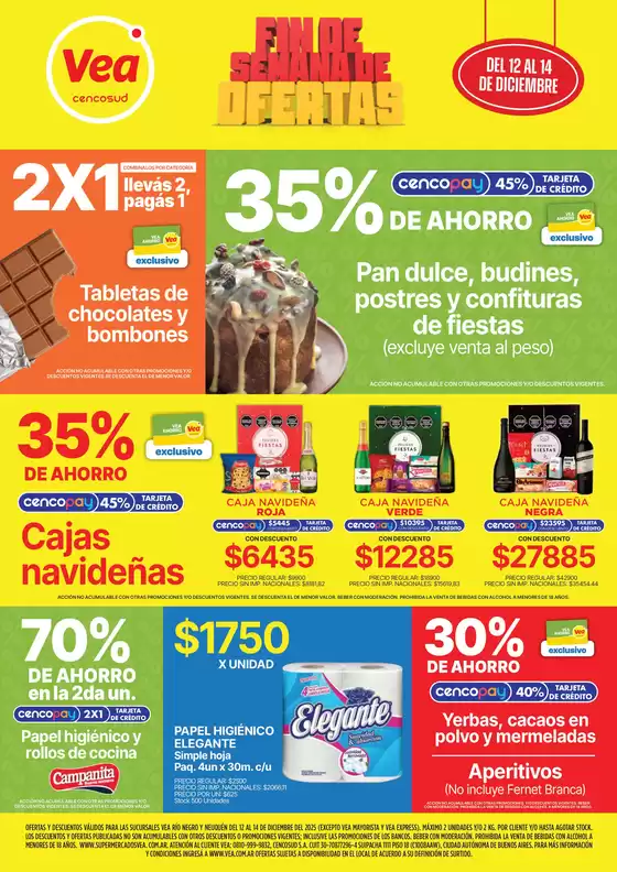 Catálogo Supermercados Vea en Cipolletti | Ofertas fin de semana Patagonia | 2025-12-12T00:00:00.000Z - 2025-12-14T00:00:00.000Z
