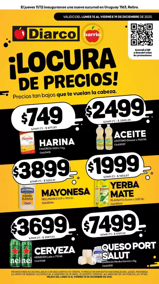 Catálogo Diarco en Mar del Plata | ESPECIAL LOCURA DE PRECIOS | 2025-12-15T00:00:00.000Z - 2025-12-19T00:00:00.000Z