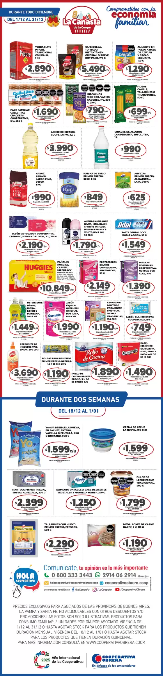 Catálogo Cooperativa Obrera en Ituzaingó (Buenos Aires) | canasta BA-18122025 | 2025-12-01T00:00:00.000Z - 2026-01-01T00:00:00.000Z