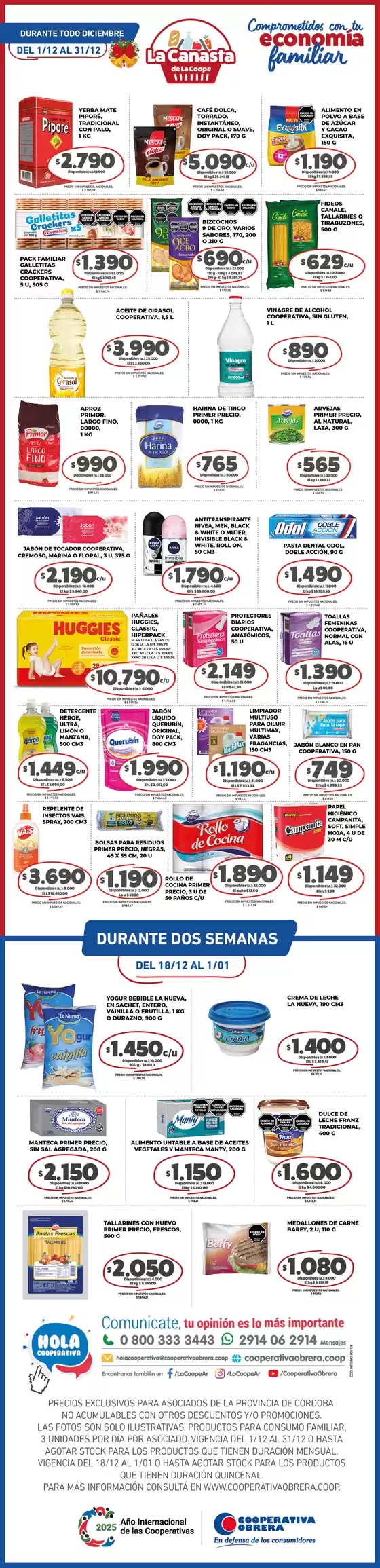 Catálogo Cooperativa Obrera en Villa Ángela | canasta VM-18122025 | 2025-12-01T00:00:00.000Z - 2026-01-01T00:00:00.000Z