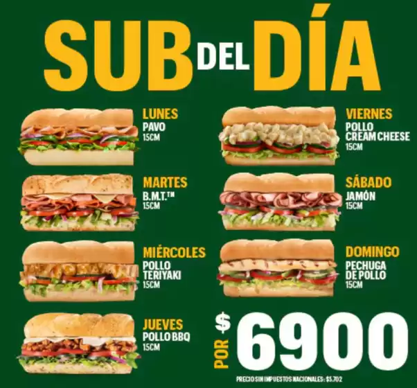 Catálogo Subway en Morón | SUB del DIA | 2025-12-22T00:00:00.000Z - 2025-12-31T00:00:00.000Z