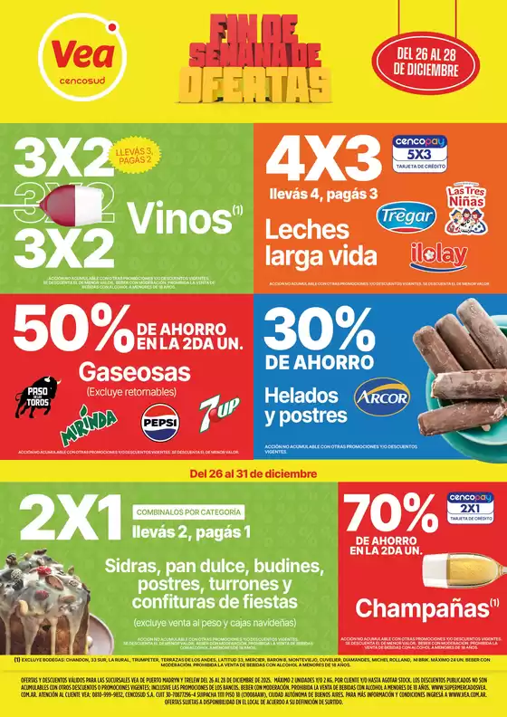 Catálogo Supermercados Vea en Oncativo | Ofertas fin de semana Chubut  | 2025-12-26T00:00:00.000Z - 2025-12-31T00:00:00.000Z
