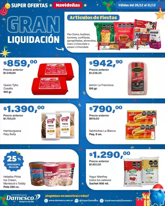 Catálogo Supermercados Damesco | Ofertas principales para todos los cazadores de gangas | 2025-12-26T00:00:00.000Z - 2025-12-31T00:00:00.000Z
