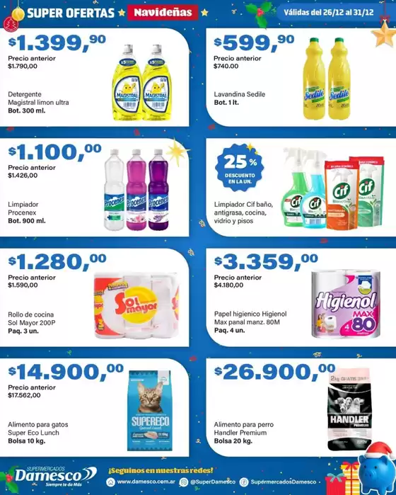 Catálogo Supermercados Damesco en Puerto Madryn | Ofertas principales para todos los clientes | 2025-12-26T00:00:00.000Z - 2025-12-31T00:00:00.000Z