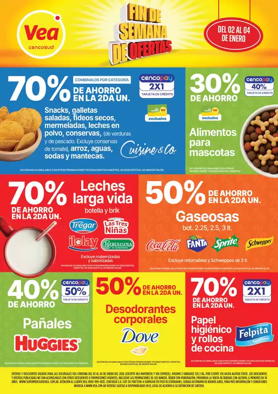 Catálogo Supermercados Vea | Ofertas fin de semana | Córdoba | 2026-01-02T00:00:00.000Z - 2026-01-04T00:00:00.000Z
