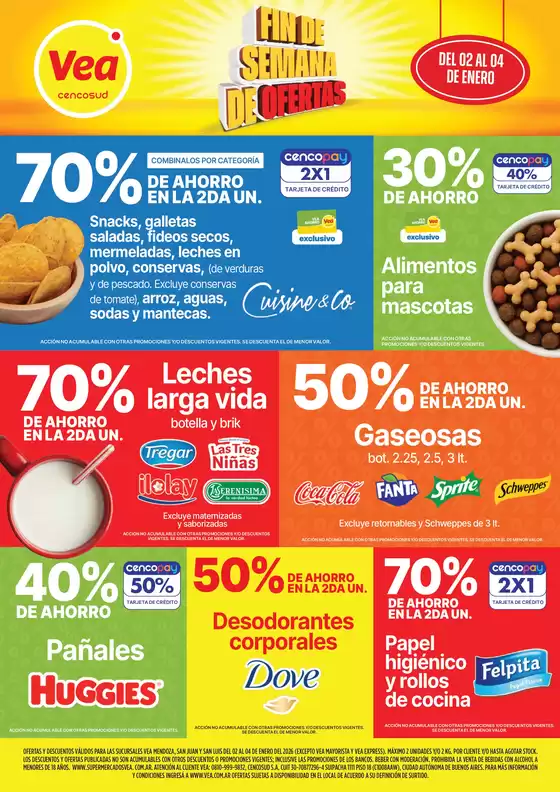 Catálogo Supermercados Vea | Ofertas fin de semana Cuyo | 2026-01-02T00:00:00.000Z - 2026-01-04T00:00:00.000Z