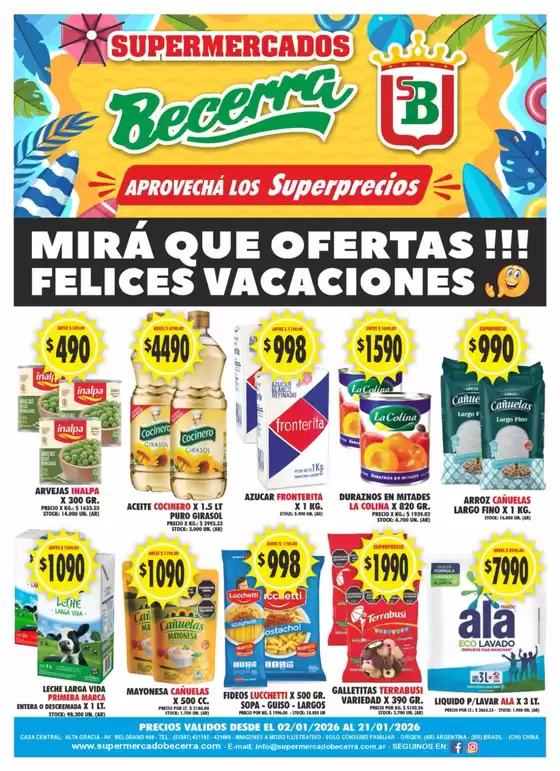 Catálogo Supermercados Becerra | Ofertas Supermercados Becerra | 2026-01-02T00:00:00.000Z - 2026-01-21T00:00:00.000Z