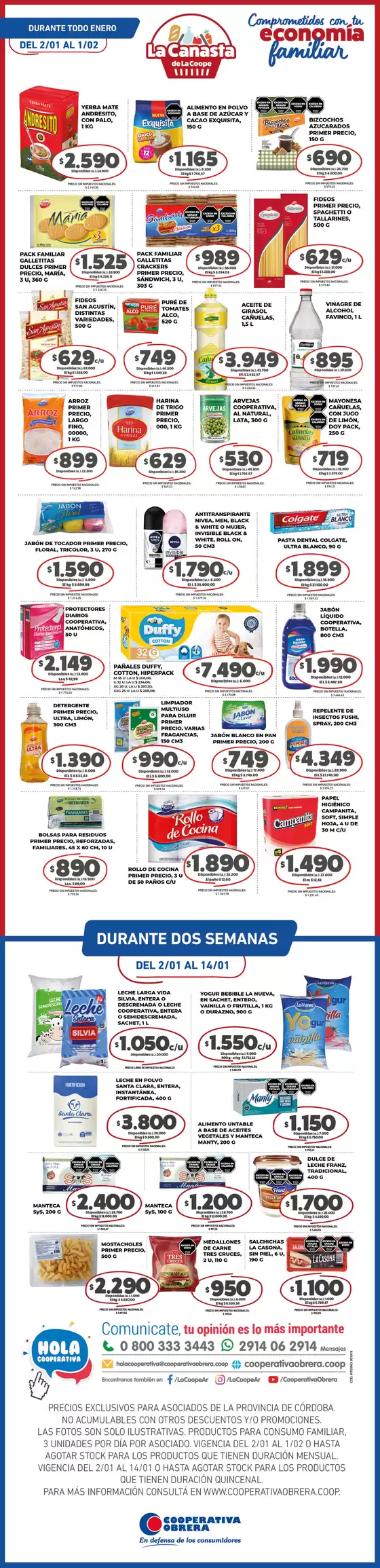 Catálogo Cooperativa Obrera en Córdoba | canasta VM-02012026 | 2026-01-02T00:00:00.000Z - 2026-01-14T00:00:00.000Z